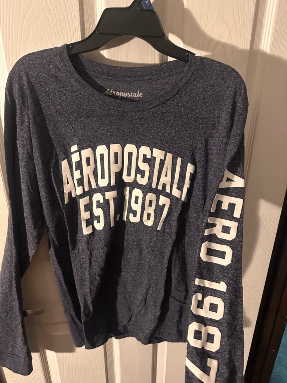 Aeropostale Heather Navy Crewneck Sweatshirt with White Logo